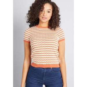 Modcloth Pointelle Taken short sleeve sweater